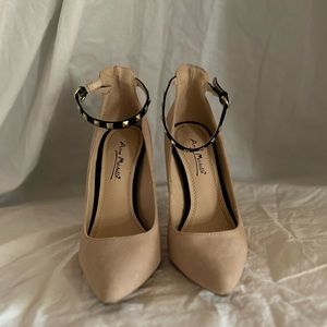 Anne Michelle suede pumps with ankle strap. Size 6.5